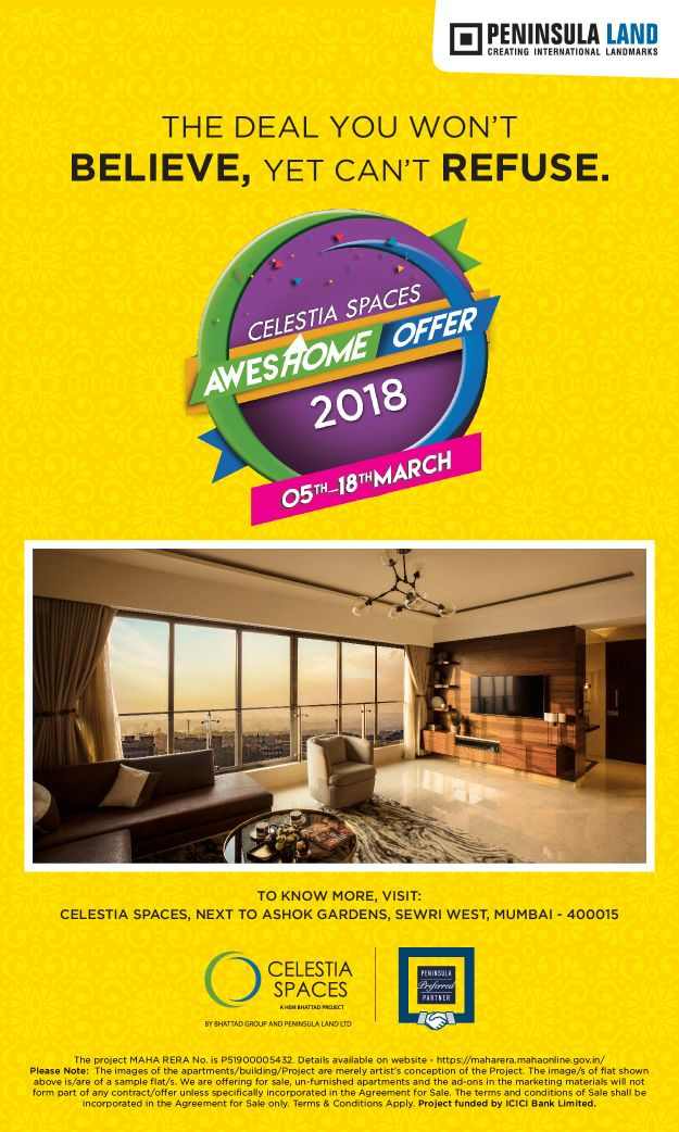 Peninsula Land presenting Celestia Spaces Aweshome Offer 2018 in Mumbai